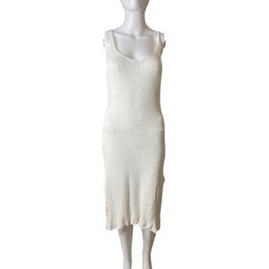 Elegant White Sleeveless Knit Dress Cover UP Size Medium